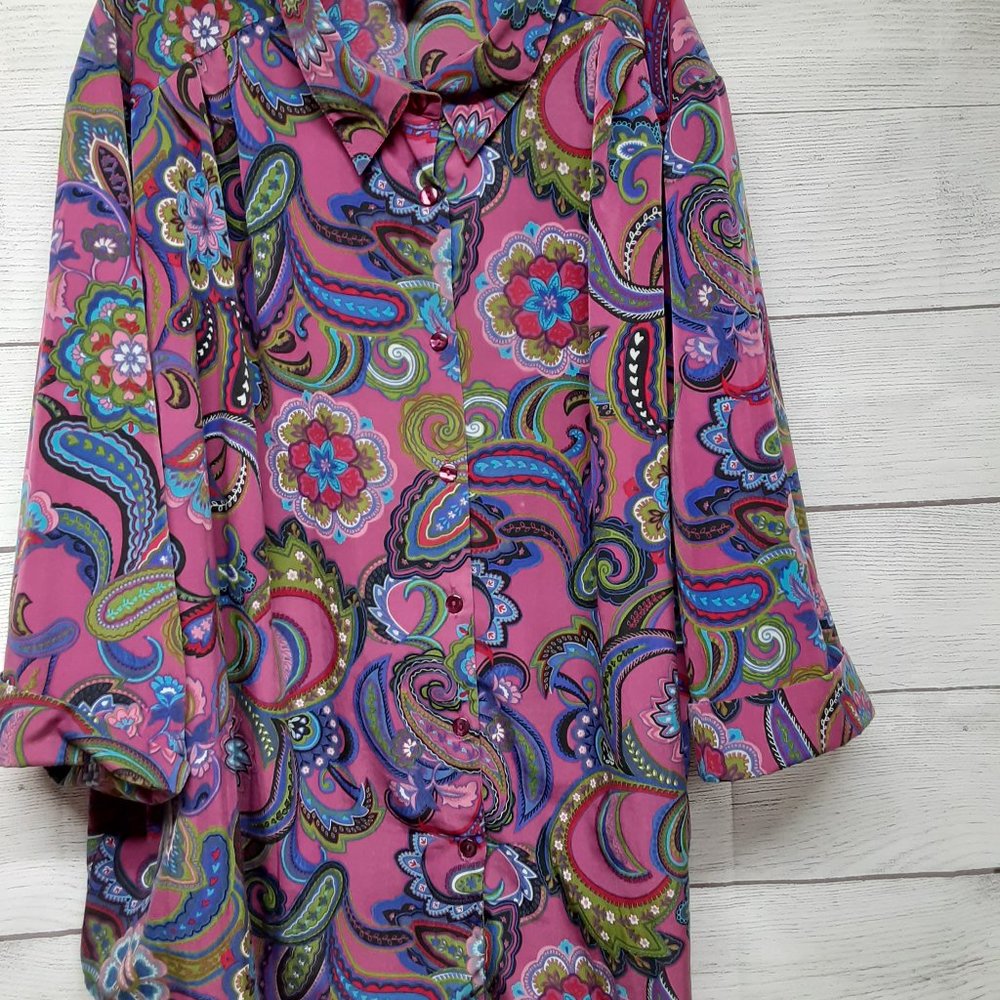 Only Necessities 5X, 3/4 Length Sleeve Button Front Shirt